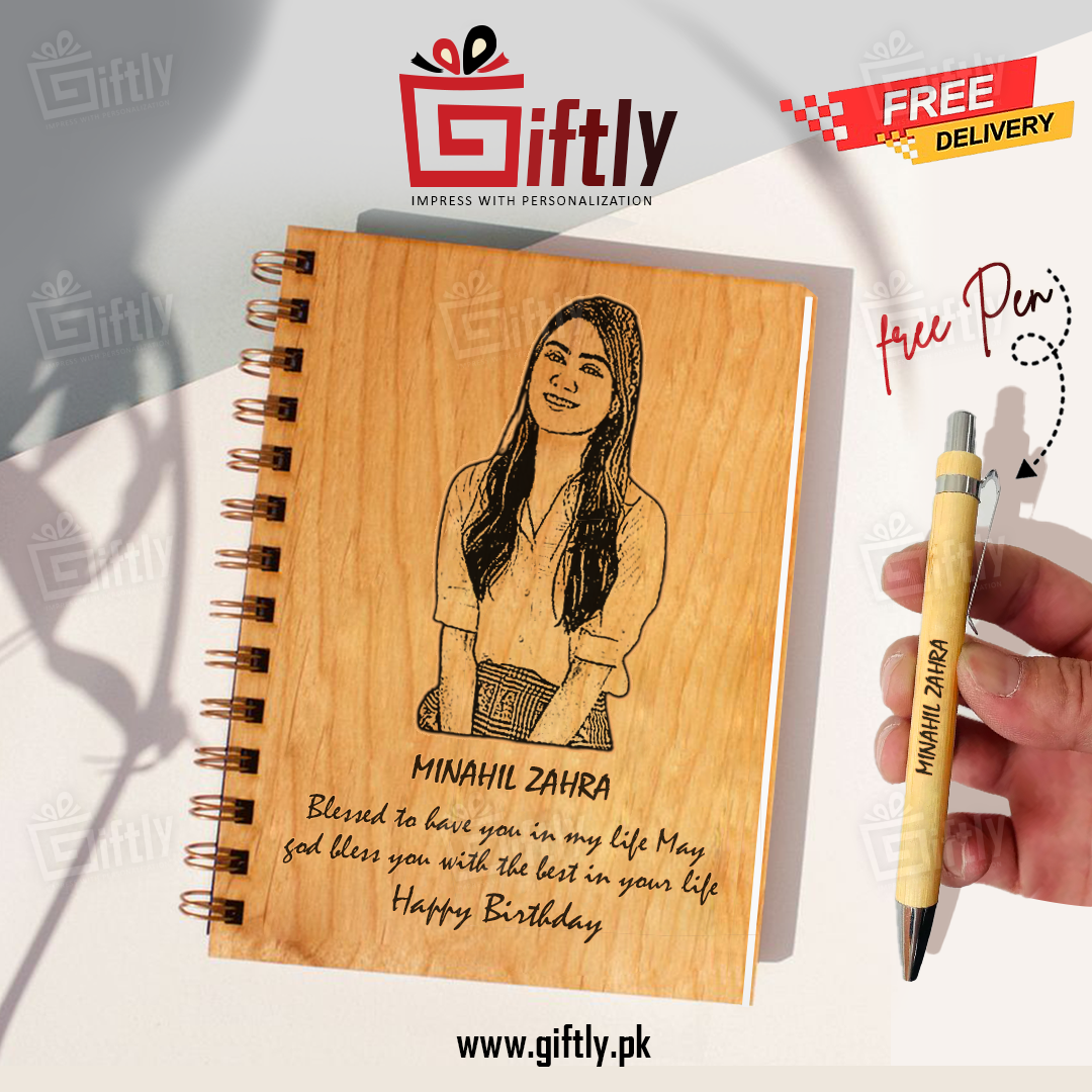 Customize Wooden Diary with Free Pen & Premium Packaging