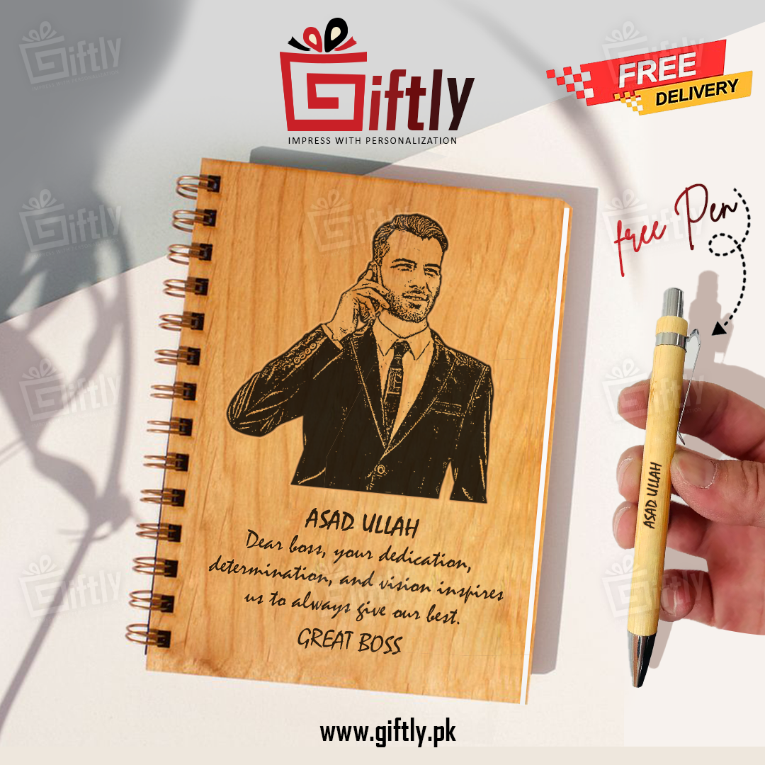 Customize Wooden Diary with Free Pen & Premium Packaging